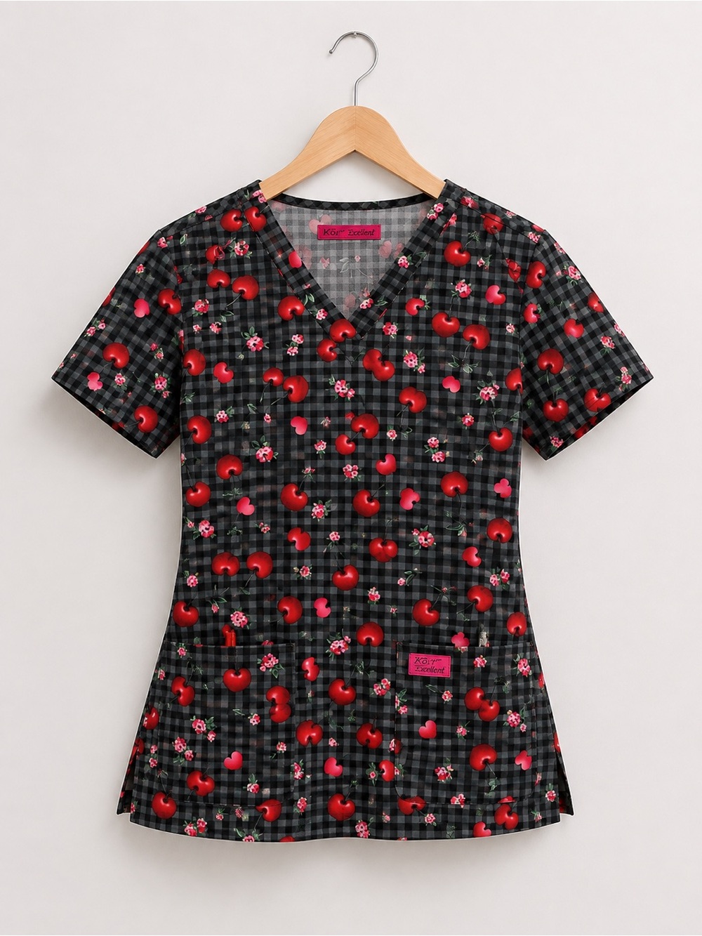 Betsey Johnson Mon Cheri Hearts Women's Scrub Top- 2 sizes available (M & L)